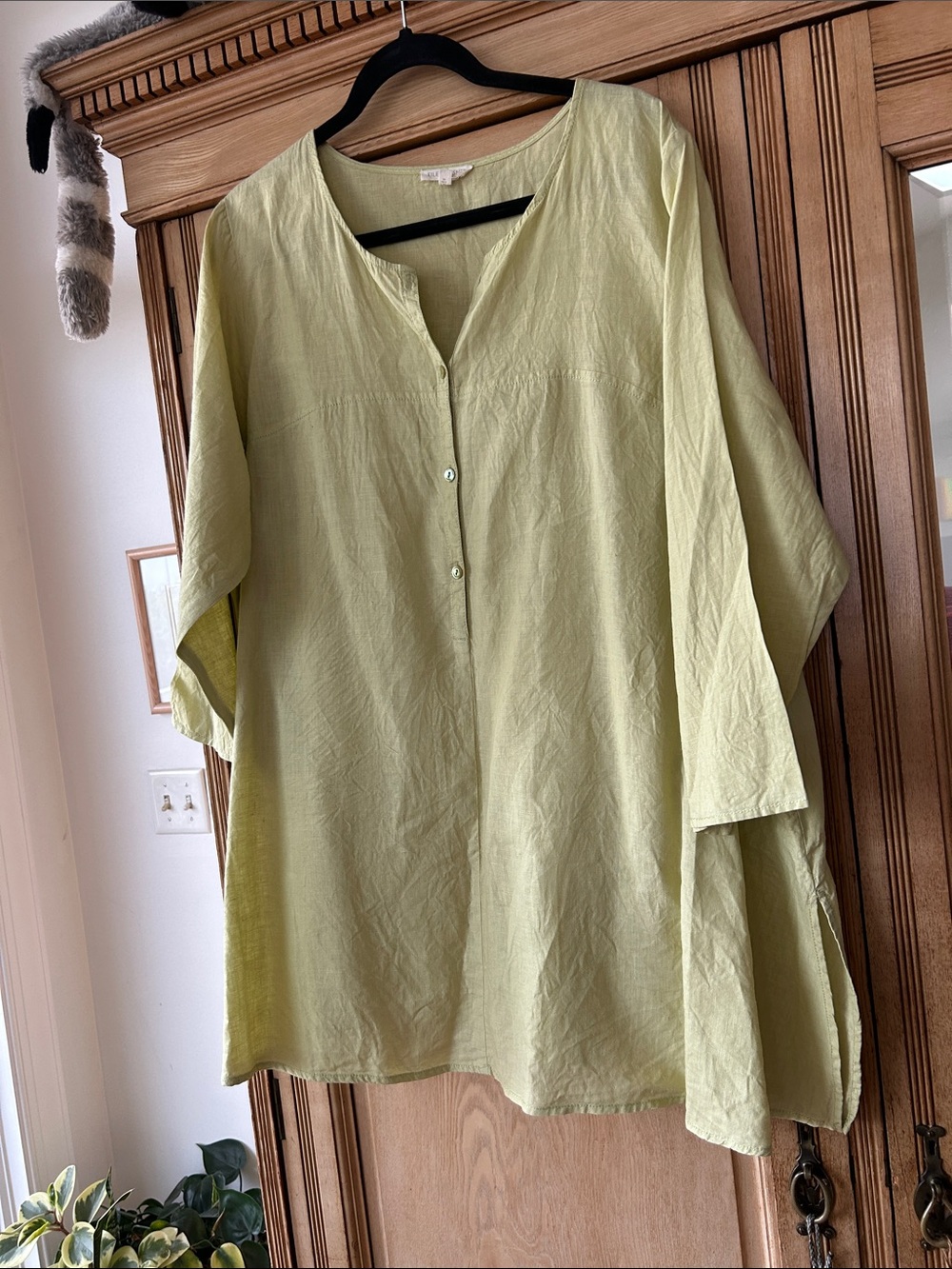 Eileen Fisher Pale Lime Button-Front Tunic 1X - Picture 1 of 12
